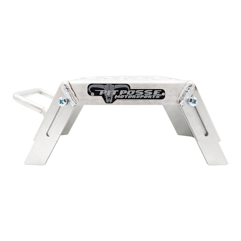 Pit Posse PP2739 Mini Moto Starting Block Aid Pair for Youth Riders - Made in USA - MX Offroad Motorcycle Step Block Risers - Adjustable 3-9"- Grated for Muddy Boots - Motorsport Foot Stool (Silver) - Image 3